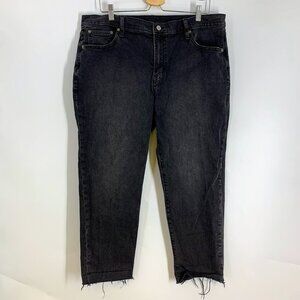 Gap Women's Girlfriend Mid Rise Raw Hem Tapered Leg Denim Cotton Jeans SIze‎ 33S
